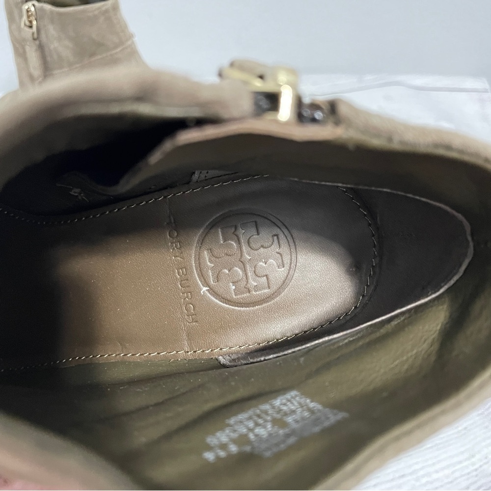 Tory Burch Fulton Booties Boot Ankle Suede Leather Stacked Block Heel Womens 6.5 - Picture 8 of 14